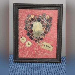 Sonja Sandell Vintage Button Mixed Media Art in Black Frame